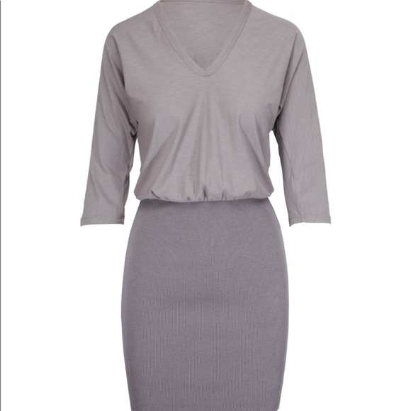 James Perse‎ Mixed Media Grey Blouson Dress Size 1 Fits like a Small S - Picture 1 of 9